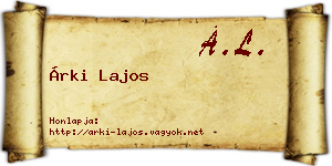 Árki Lajos névjegykártya